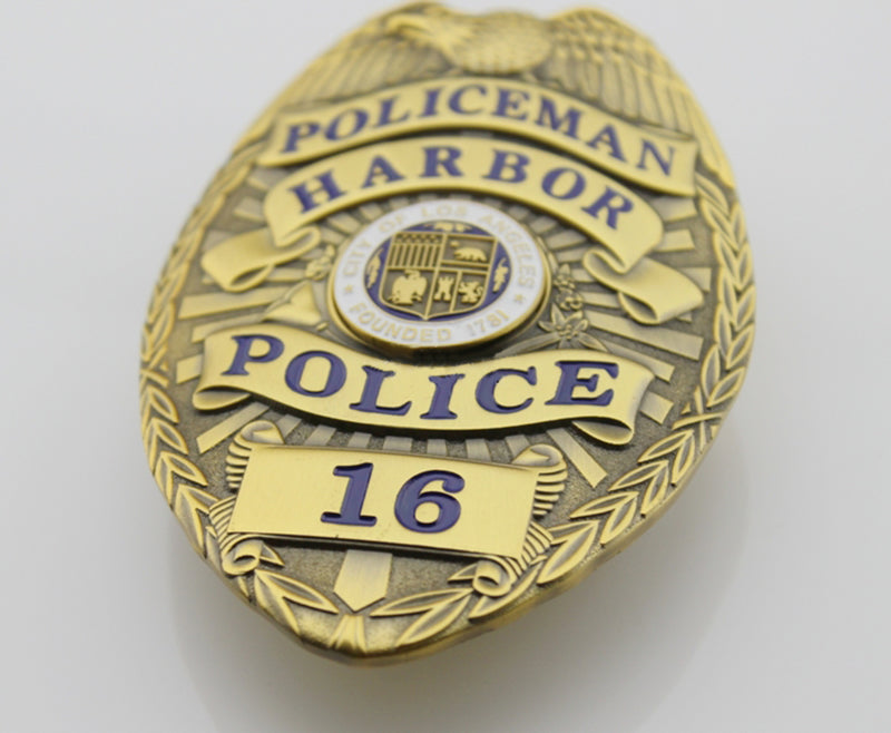US Los Angeles Harbor Policeman LAPD Police Badge Solid Copper Replica Movie Props