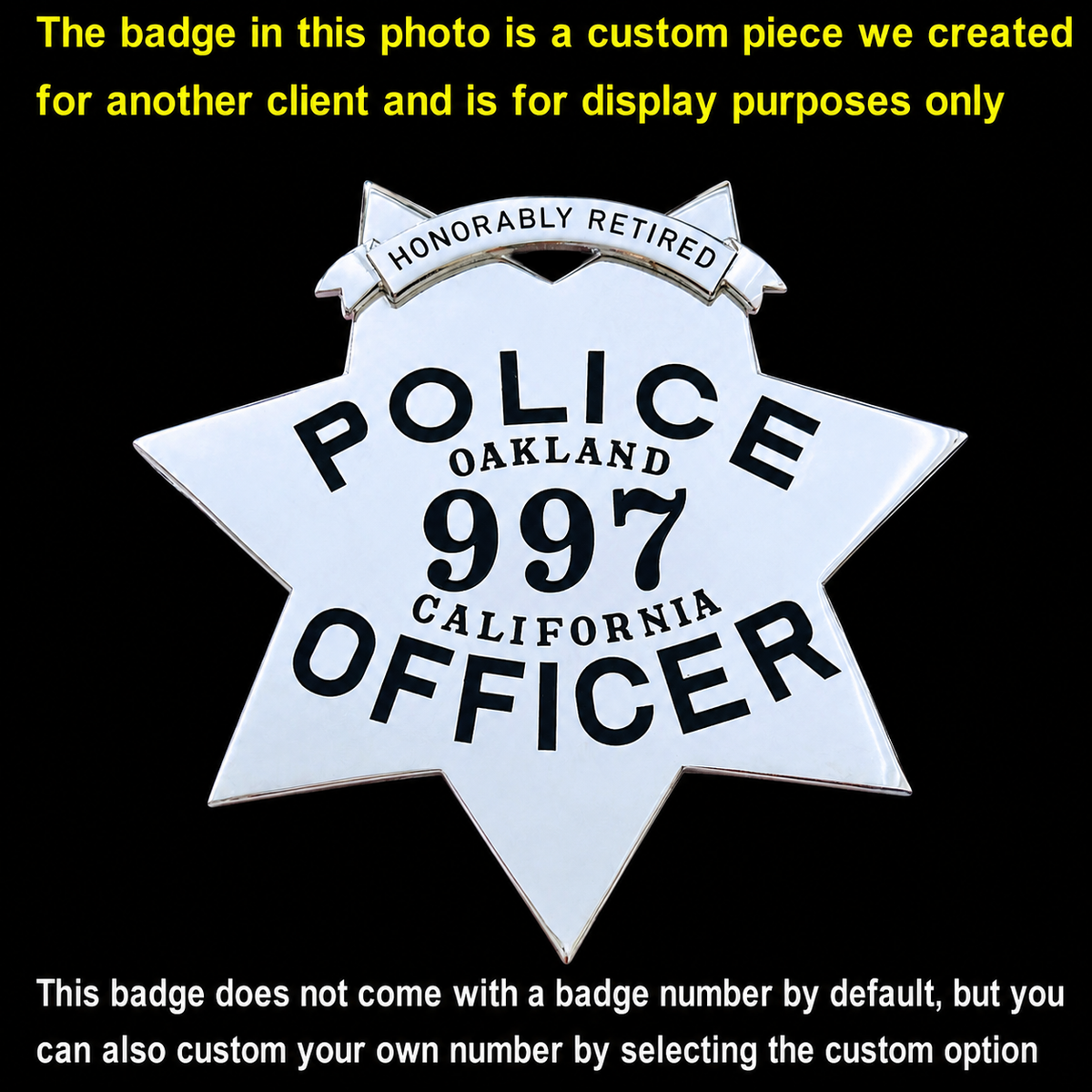OPD Oakland Police Officer Star Honorably Retired Wallet Badge