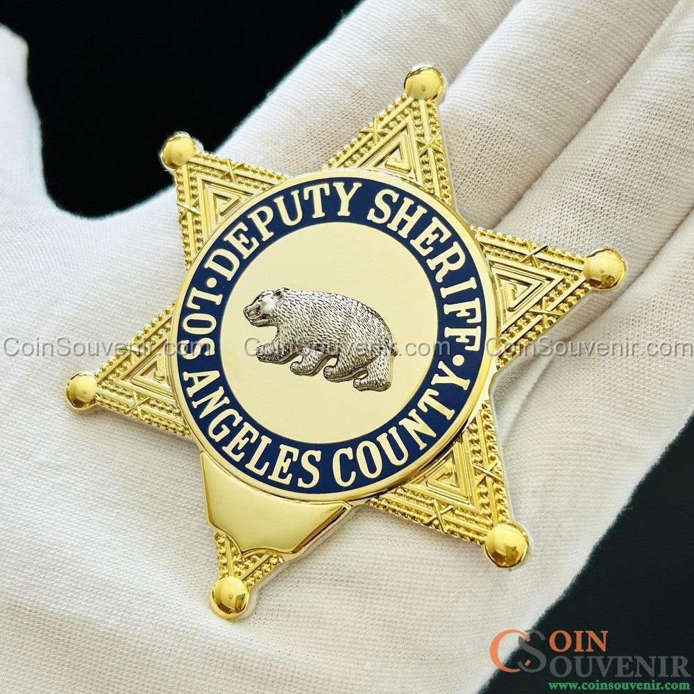 LASD Los Angeles County Deputy Sheriff Star Flat Badge Premium Enamel Exact Replica