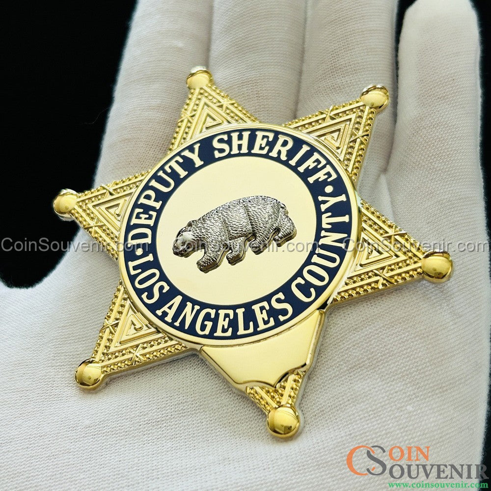 LASD Los Angeles County Deputy Sheriff Star Flat Badge Premium Enamel Exact Replica
