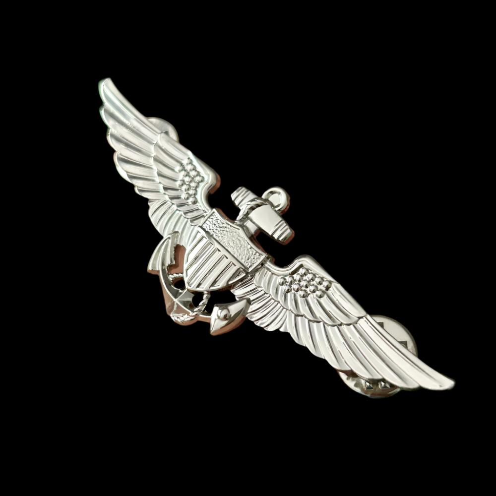 USMC US Navy Pilot Aviator Wings Badge Lapel Pin Silver