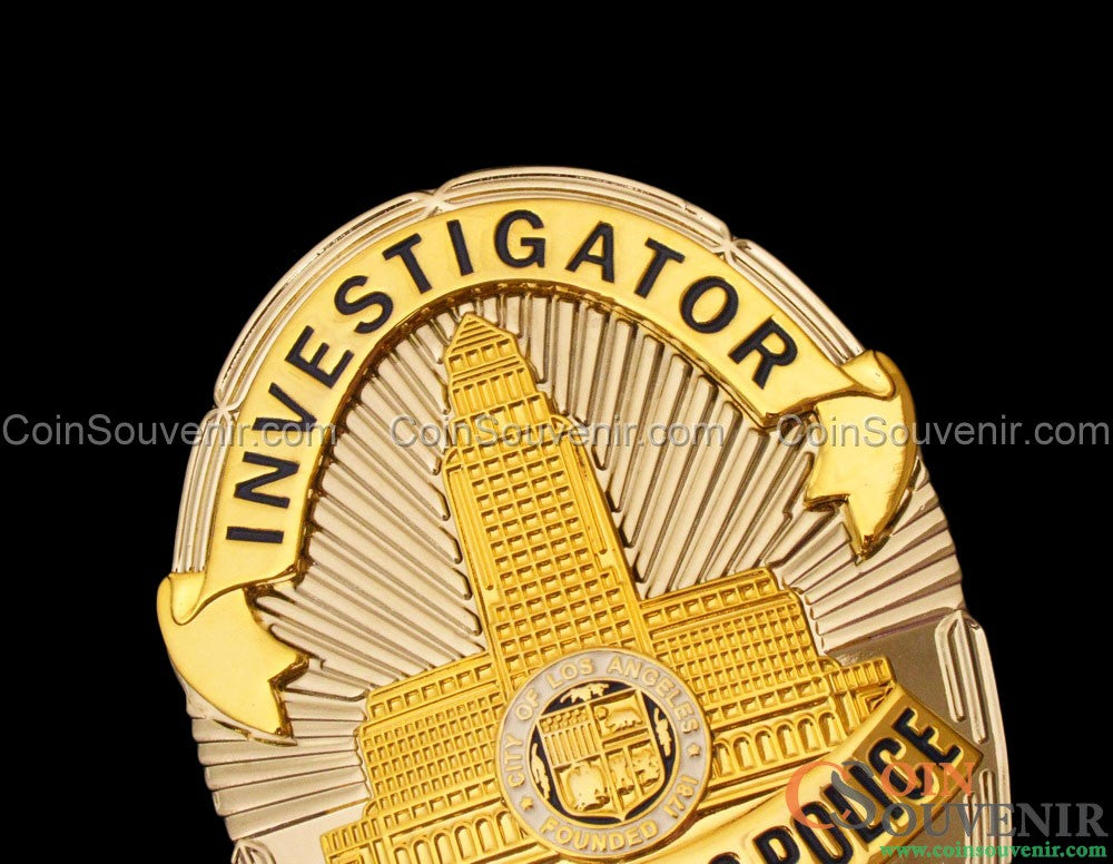 Rare LAPD Investigator Los Angeles Police Badge Customizable Number