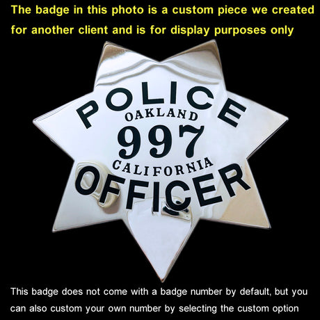 OPD Oakland Police Officer Star Badge Customizable Number