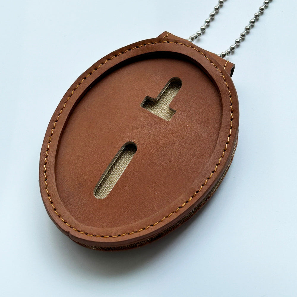 Elegant Brown LAPD Badge Holder Recessed Top-grain Leather W/ Belt