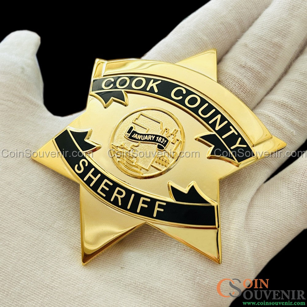 CCSO Cook County Sheriff Star Gold Badge Premium Enamel Exact
