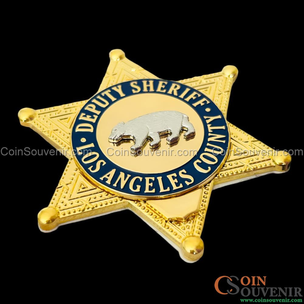 LASD Los Angeles County Deputy Sheriff Stern Flaches Abzeichen für Schattenbox Individualisierbar Rang und Nummer