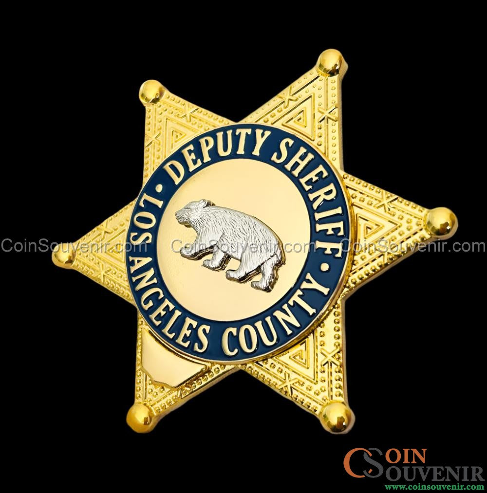 LASD Los Angeles County Deputy Sheriff Star Flat Badge For Shadow Box Customizable Rank and Number