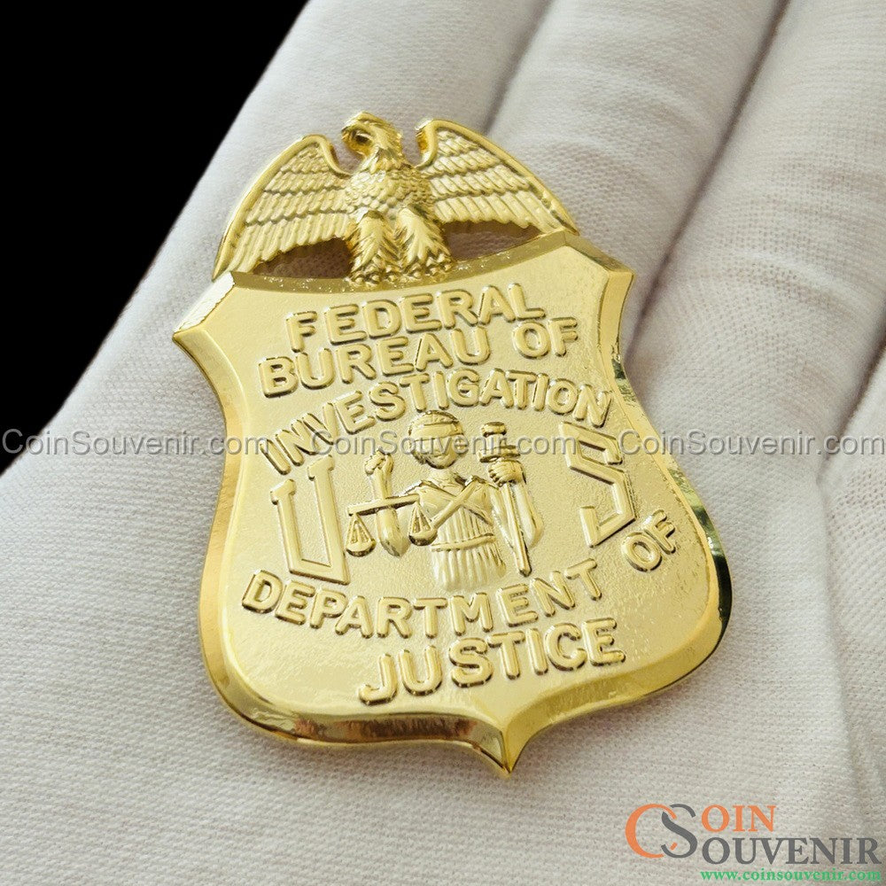 FBI Special Agent Wallet Badge Solid Copper Exact Replica