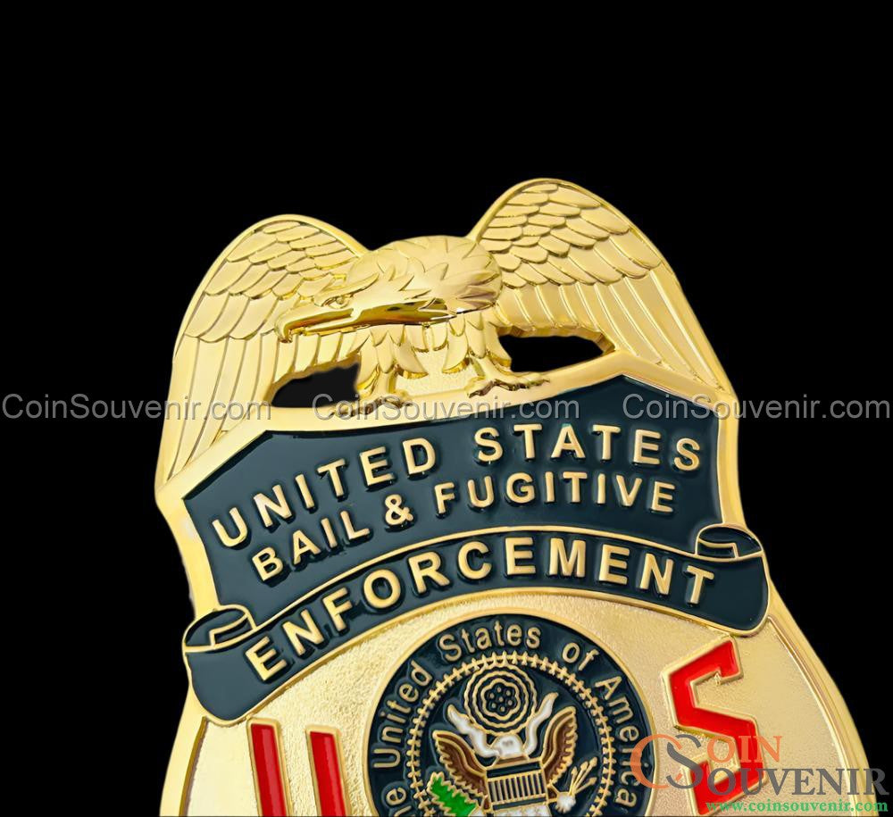 US Bail & Fugitive Enforcement Recovery Agent Badge Gold