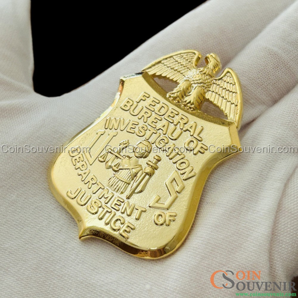 FBI Special Agent Wallet Badge Solid Copper Exact Replica