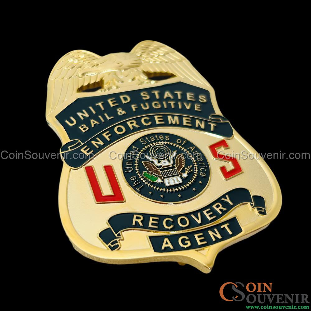 US Bail & Fugitive Enforcement Recovery Agent Badge Gold