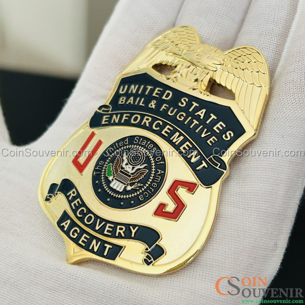 US Bail & Fugitive Enforcement Recovery Agent Badge Gold