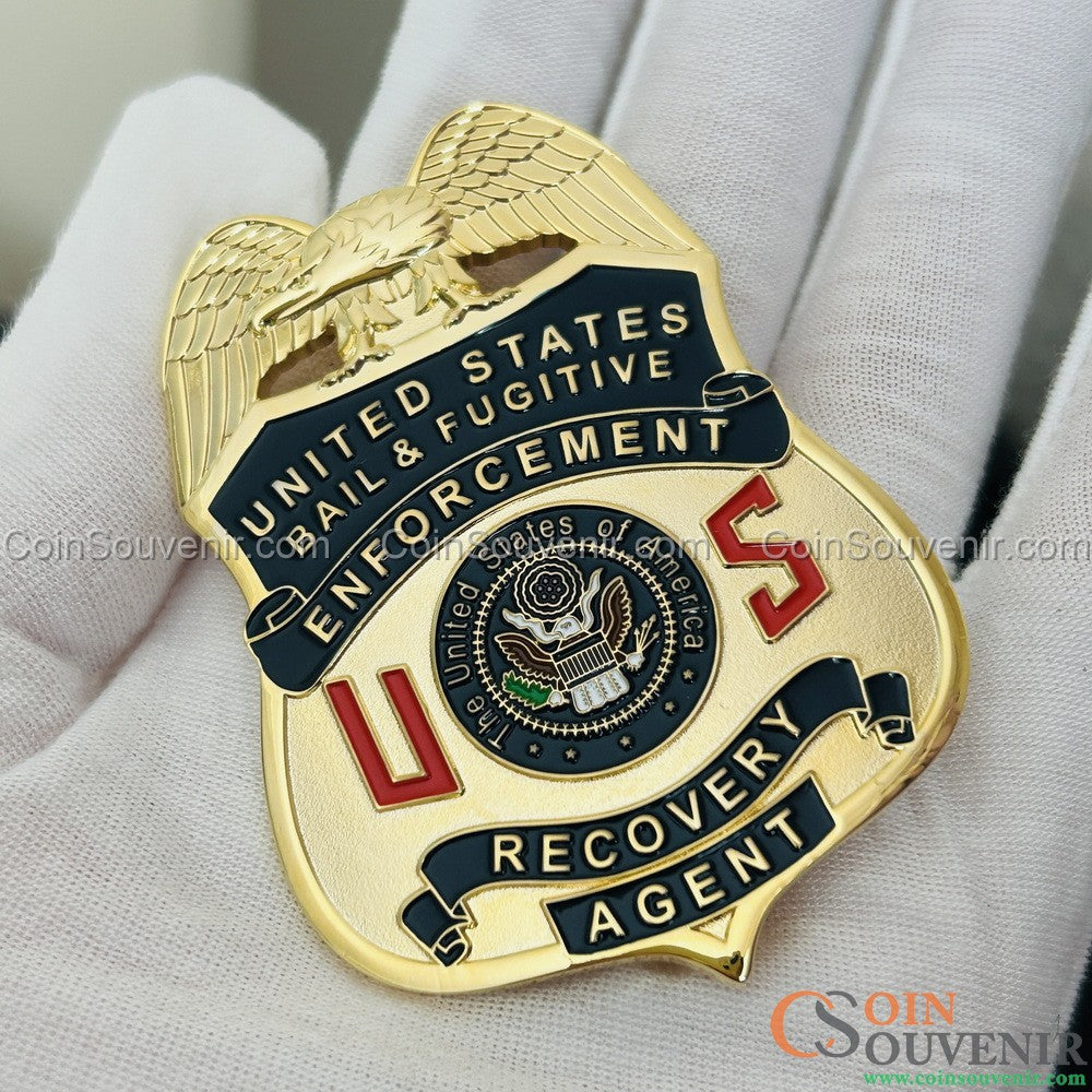 US Bail & Fugitive Enforcement Recovery Agent Badge Gold