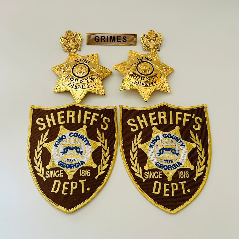 Accessoires de série télévisée The Walking Dead, badges + patchs + barre de nom, ensemble de Cosplay du shérif du comté de King Rick