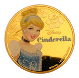 5 Pcs Disney Princess Classic Cartoon Colored 24K Gold Plated Coins Set