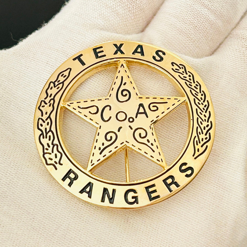 US Texas Rangers Badge Solid Copper Replica Gold