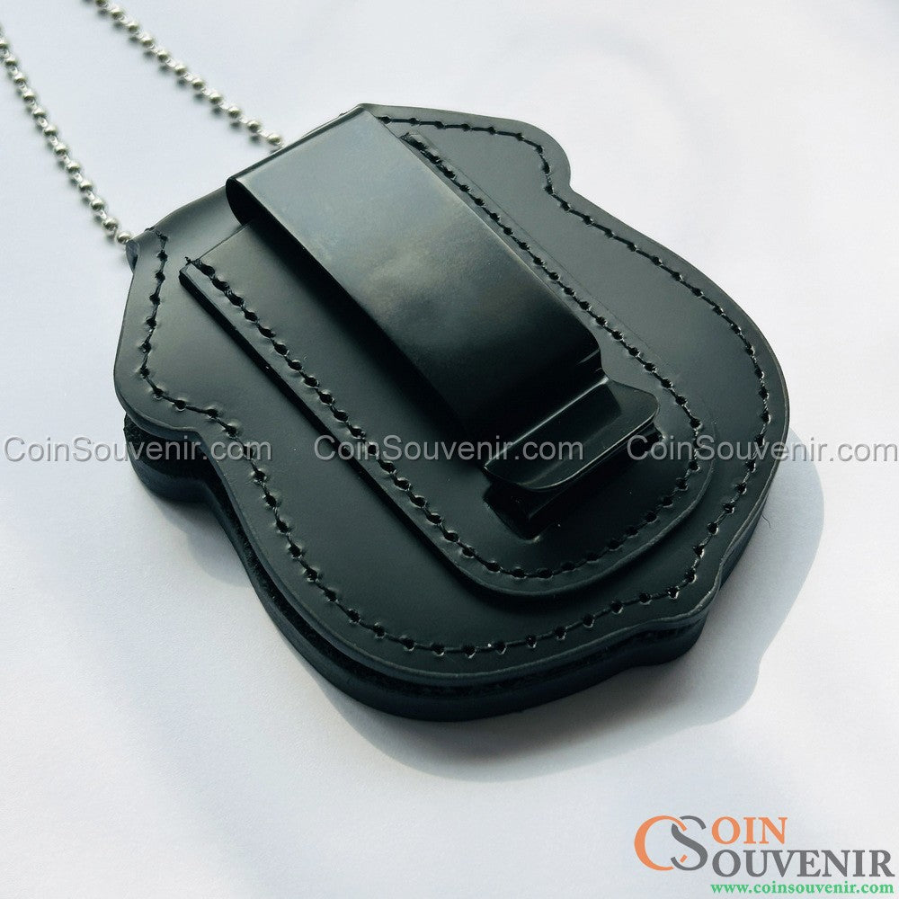 NYPD Officer Shield Recessed Badge Holder W/ Belt Clip & Neck