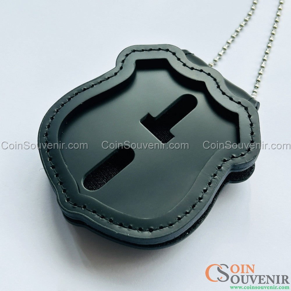 Visiera Casco Guardian Porta Distintivo A Stella 7 Punti Con Catena E Perline - PF 382 In Pelle Stelle 7 Punti PF 382 Pelle Catena Perline - Foto 2