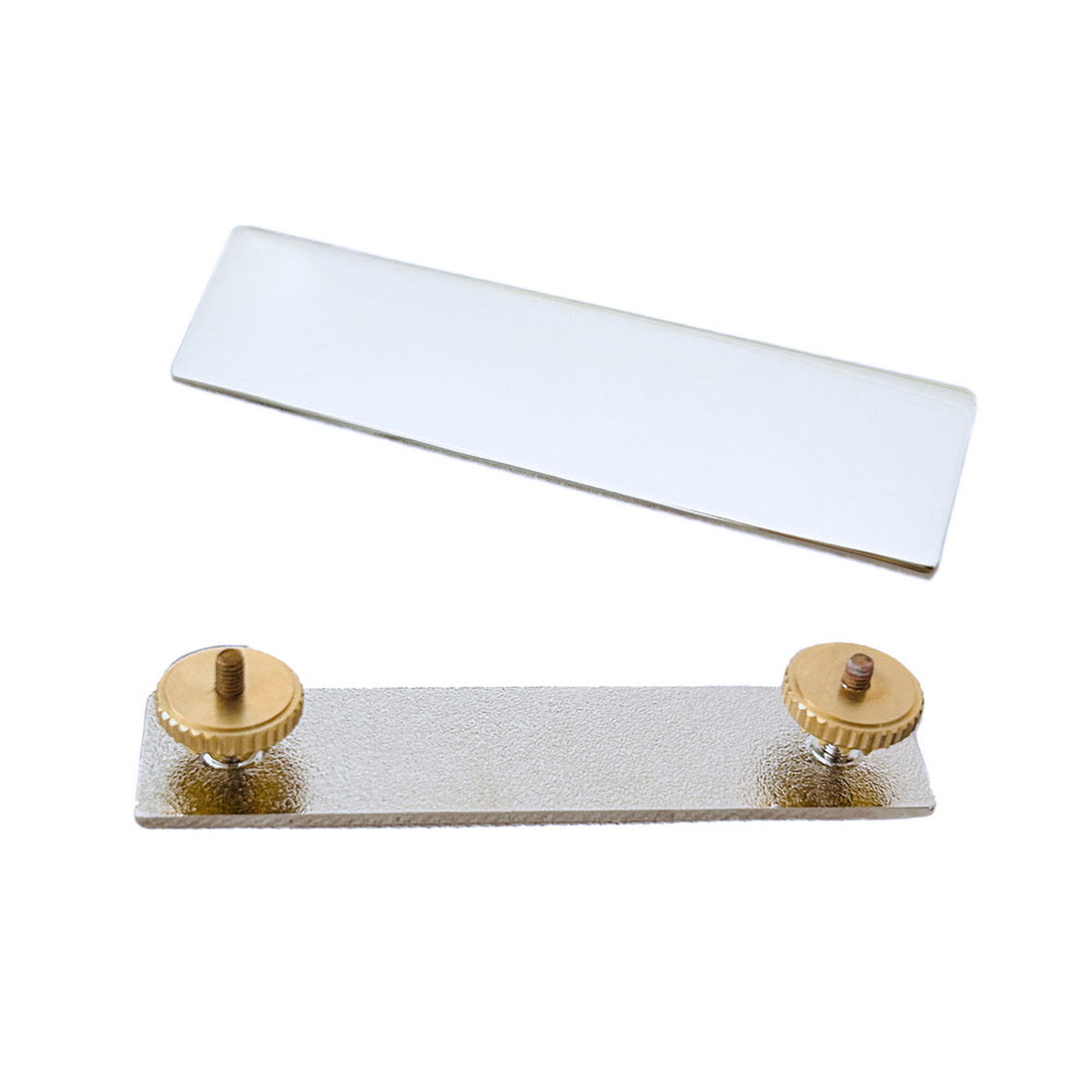 Customizable Name Tag Bar Solid Copper Nameplate With Double Screw Posts Nuts SILVER