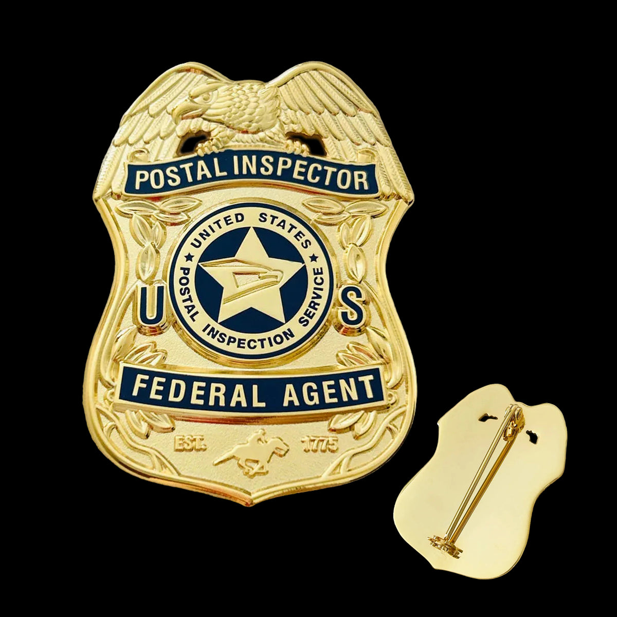 USPIS U.S. Postal Inspector Badge 2.5" Pin Back Museum Quality