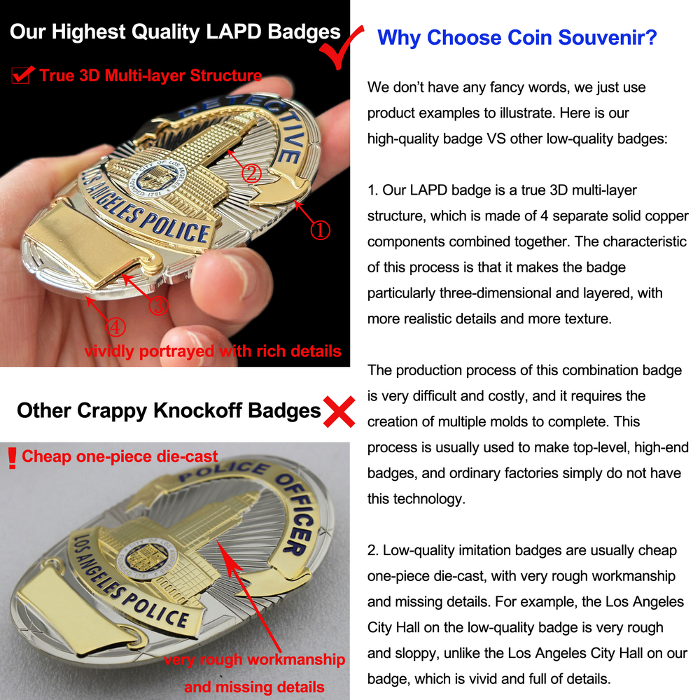 LAPD Police Officer Los Angeles Police Badge Replica Movie Prop