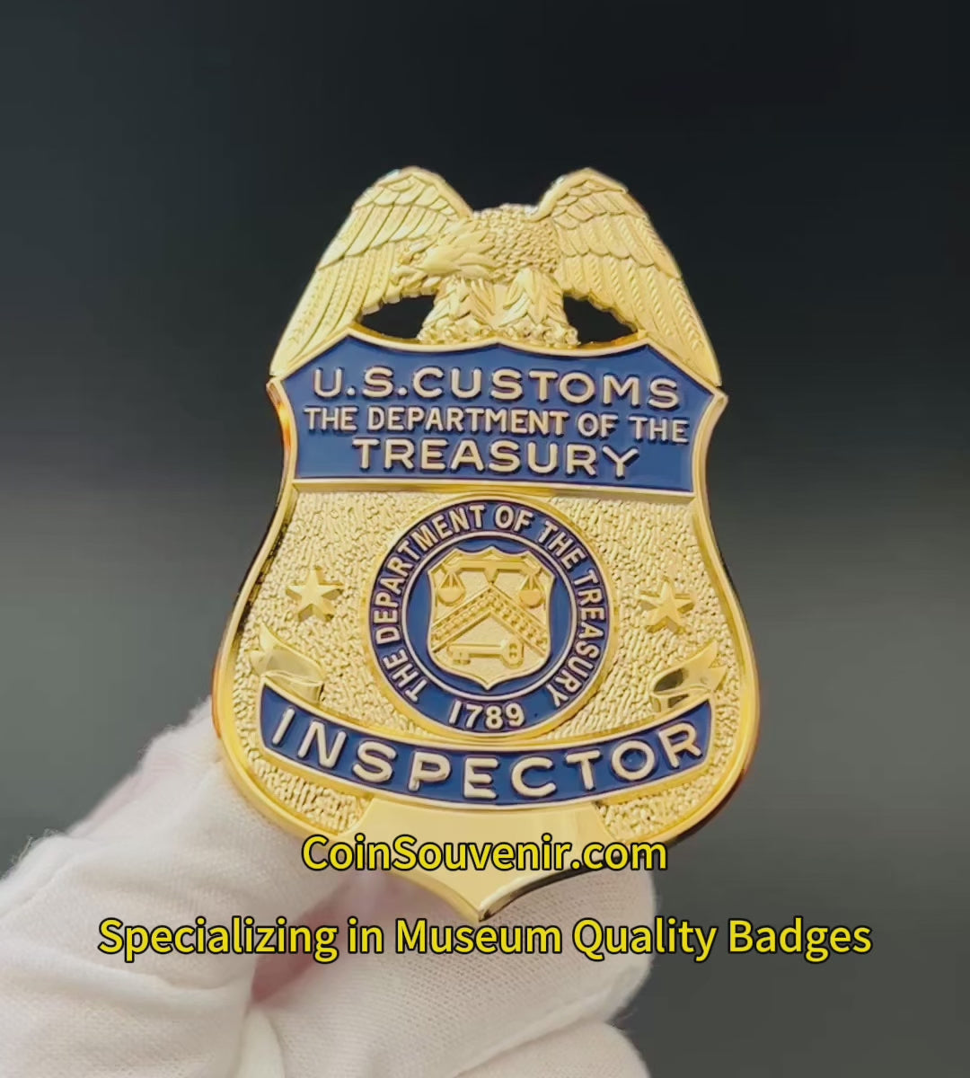 U.S. Customs Treasury Inspector Badge MUSEUM QUALITY