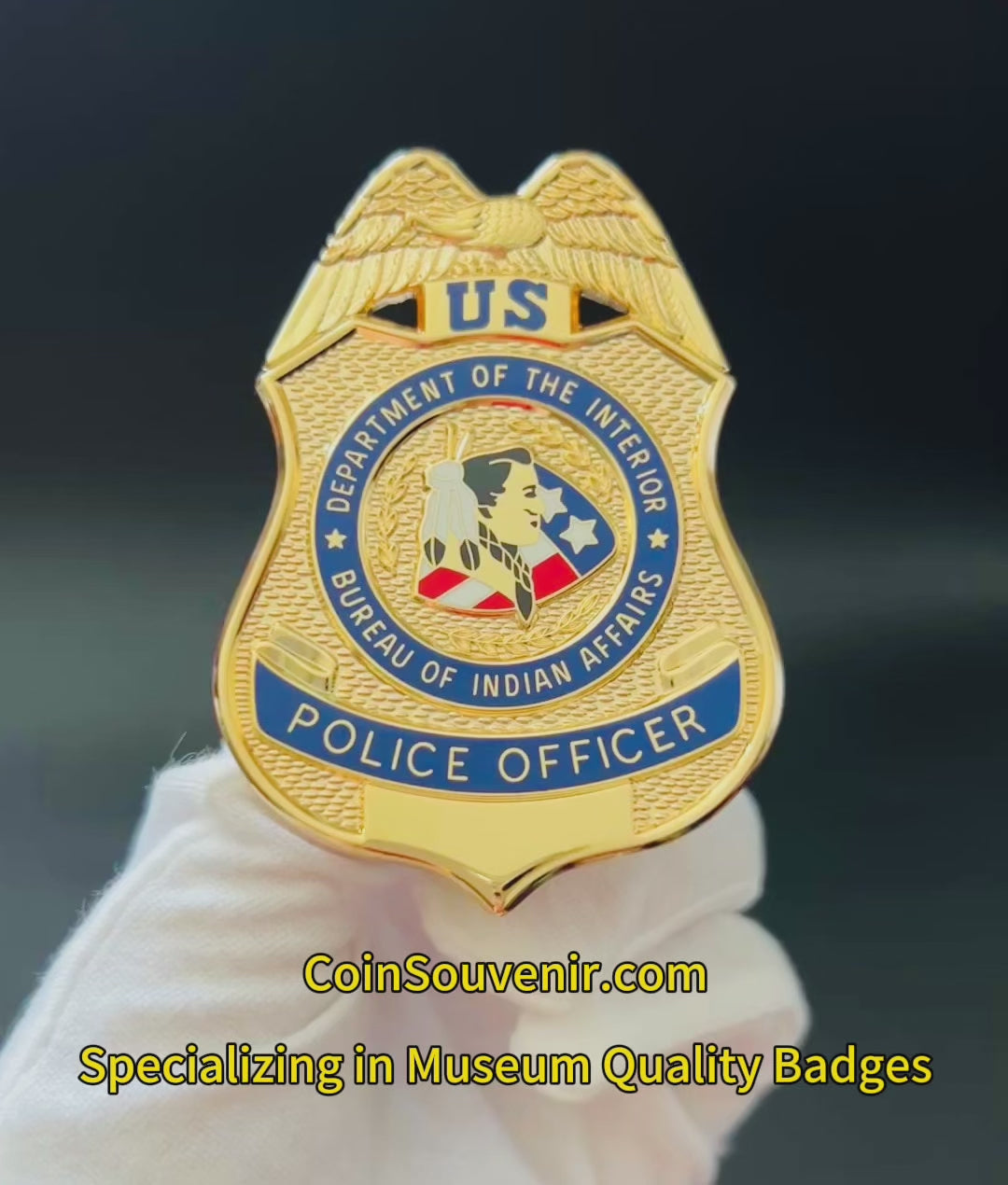 BIA DOI Bureau of Indian Affairs Police Officer Badge Museum Quality