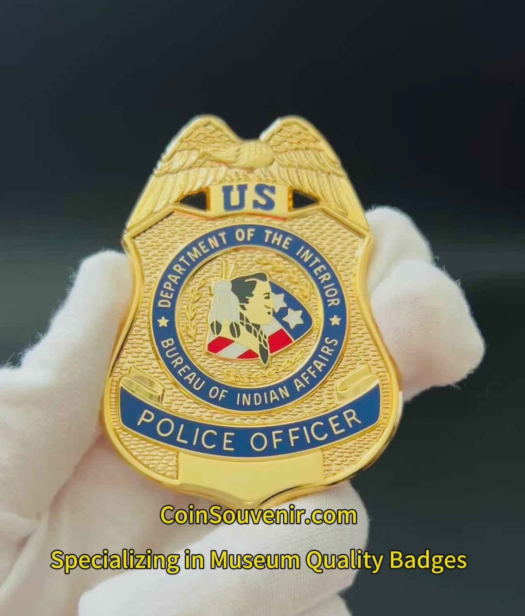 BIA DOI Bureau of Indian Affairs Police Officer Wallet Badge Museum Quality