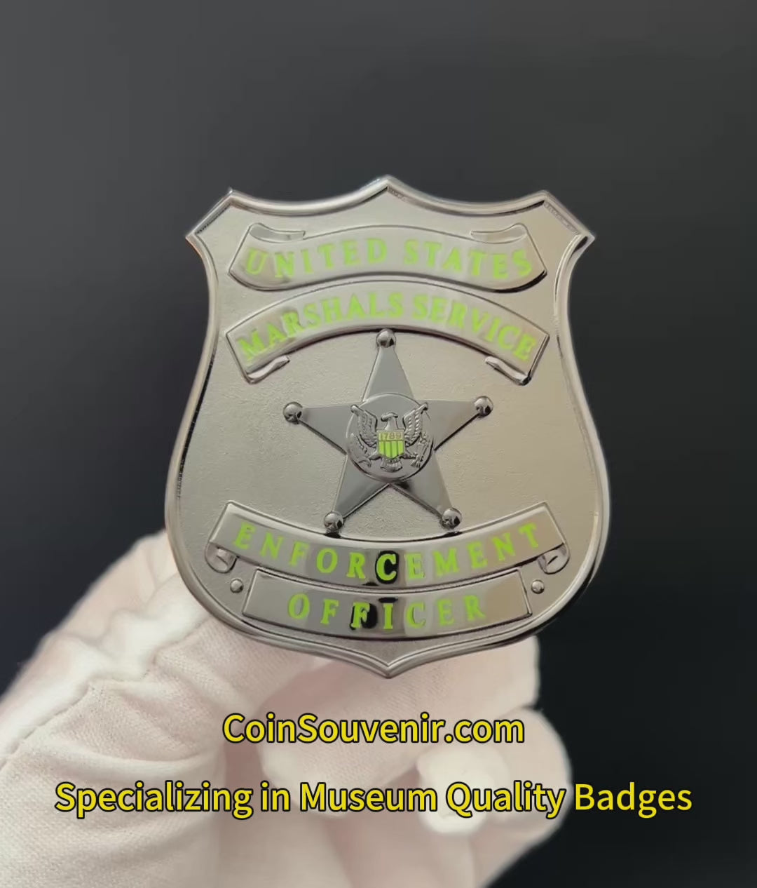 USMS Enforcement Officer US Marshals Service Badge Black Chrome