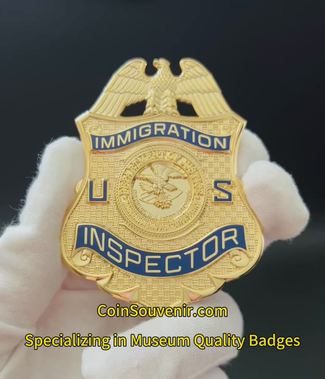 US DOJ INS Immigration Inspector Wallet Badge Museum Quality