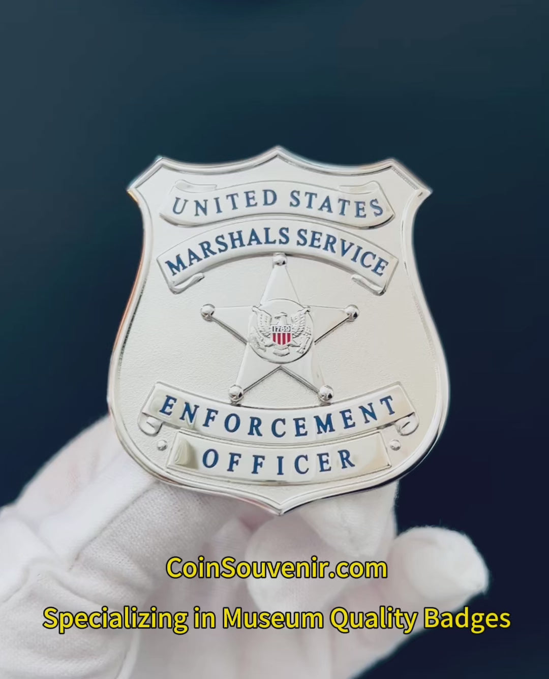 USMS Enforcement Officer US Marshals Service Badge Silver