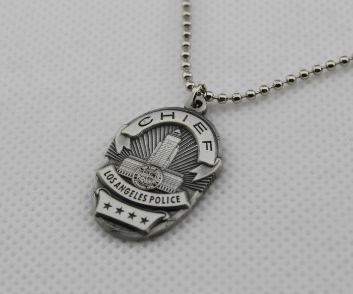 LAPD Los Angeles Police Mini Chief Badge Solid Copper Necklace
