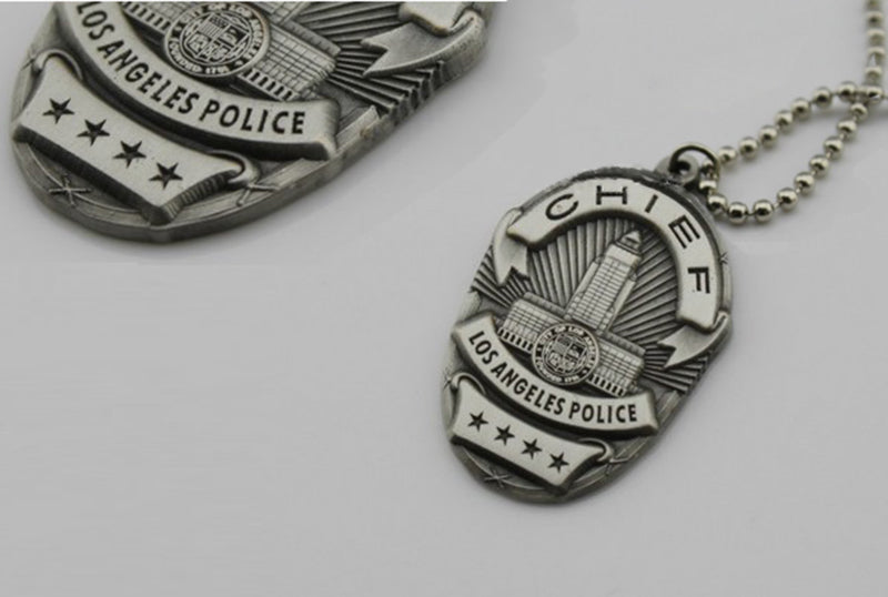 LAPD Los Angeles Police Mini Chief Badge Solid Copper Necklace