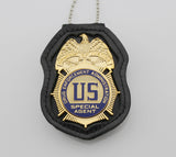 Genuine Leather Inset Type Holder/ Holster/ Wallet For US Federal Police Badges