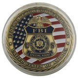 Badge d'agent spécial du FBI américain, pièce de défi militaire
