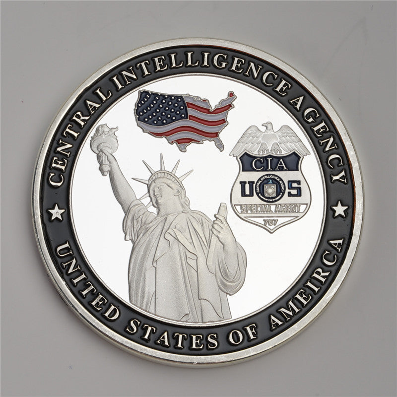 US CIA Special Agent Badge Bald Eagle Statue of Liberty Silver Challenge Coin