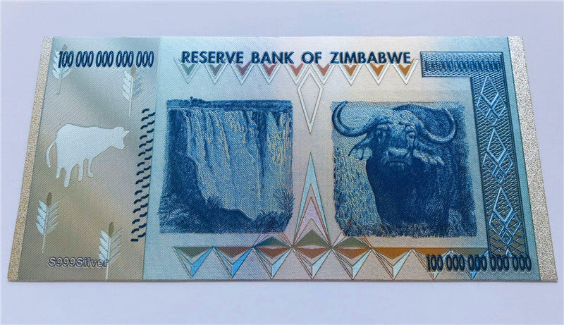 10pcs retailer Hundred Trillion Dollar Silver Plated Zimbabwe Banknote