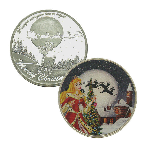 Sleeping Beauty Princess Merry Christmas Xmas New Year Gift Silver Coin