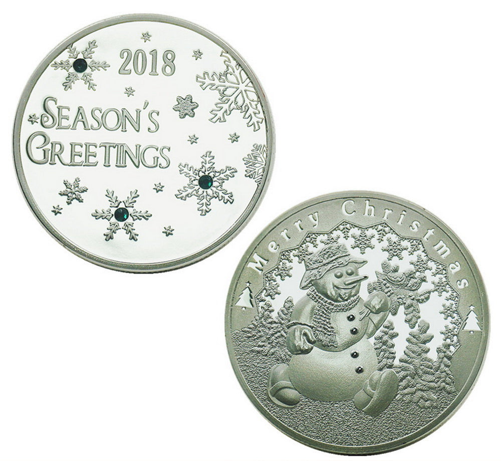 Merry Christmas Tree Snowflake Snowman Commemorative Coins Xmas New Year Holiday Gift