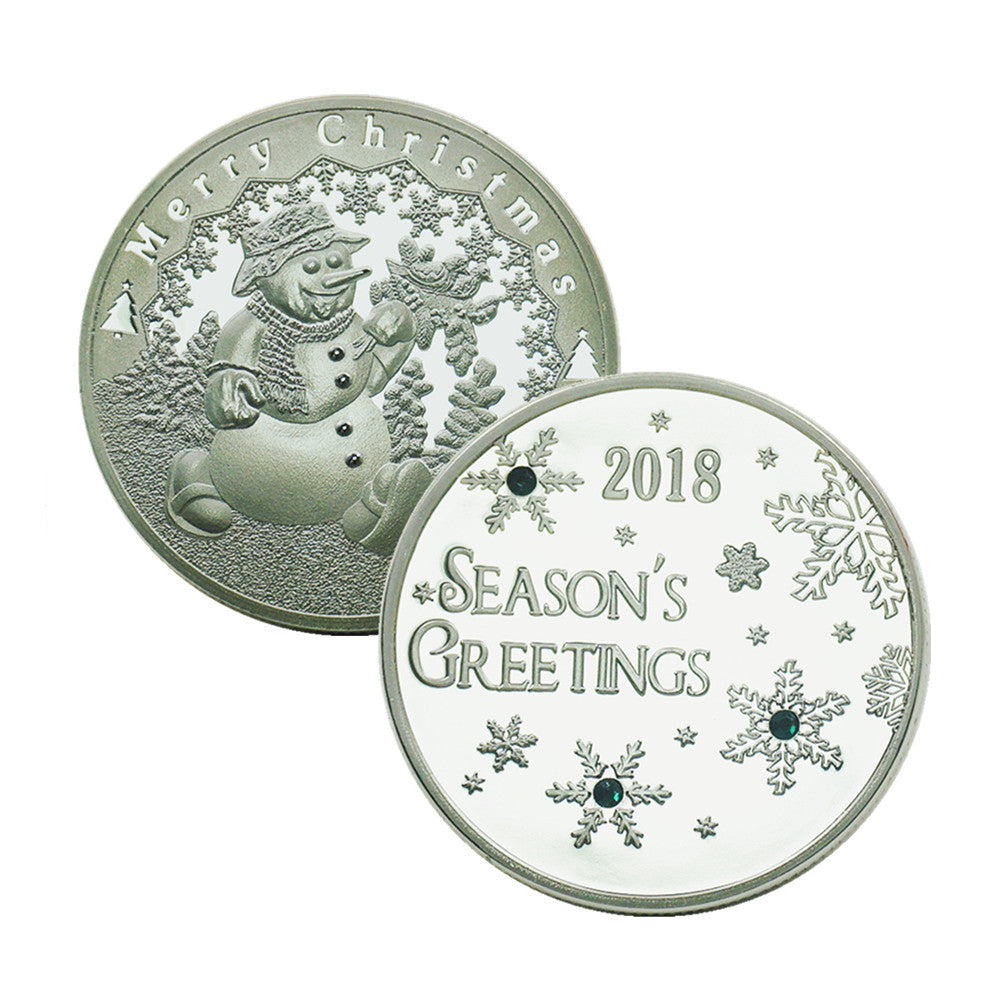 Merry Christmas Tree Snowflake Snowman Commemorative Coins Xmas New Year Holiday Gift