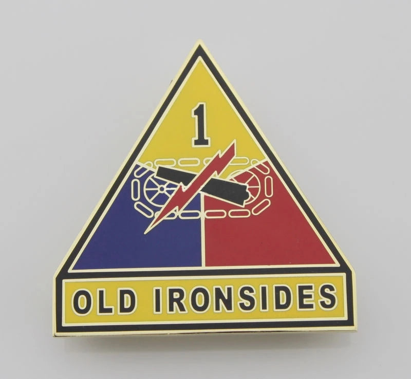 US Army 1st Armored Division (Old Ironsides) Chest Badge Insignia Pin Replica Movie Props