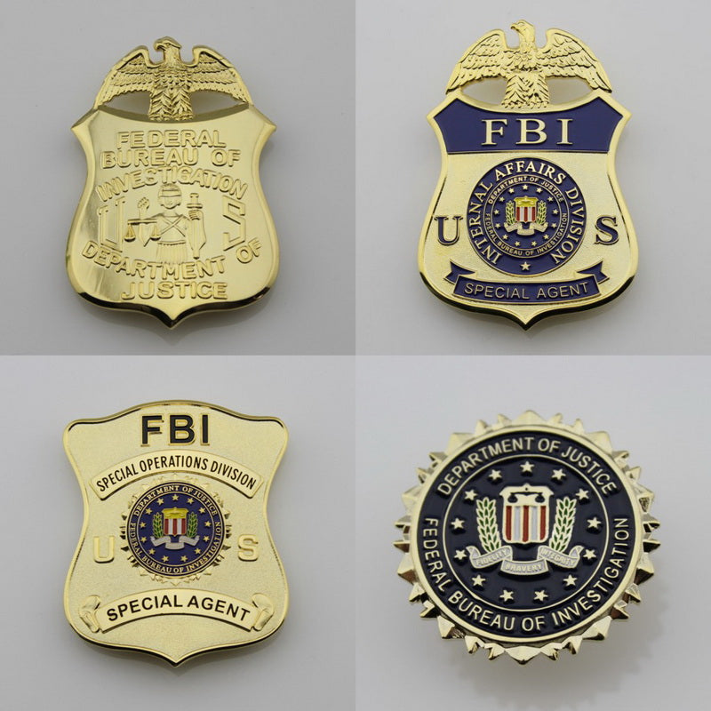 US-FBI-Spezialagentenabzeichen, massive Kupfer-Replik, Film-Requisiten (4  optional)