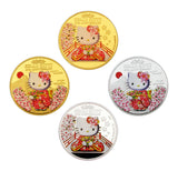 4 Pieces Japan Anime Cartoon Kimono Hello Kitty 40th Anniversary Commemorative Coins