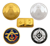 5pcs Masonic Freemasonry Freemason Symbol All-seeing Eyes Pyramid Challenge Coins
