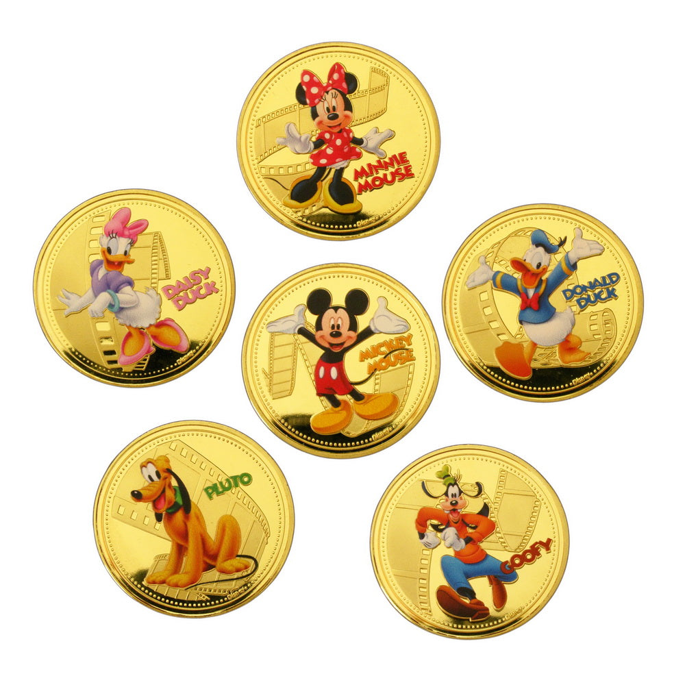 6 Pcs Disney Mickey Mouse & His Friends Cartoon Colored 24K Gold