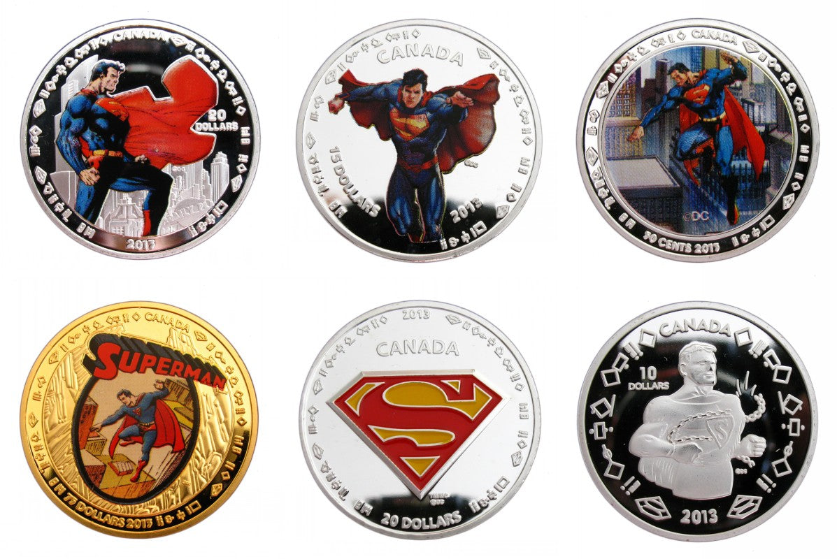 6 Pieces 2013 Superman Cartoon Comic Commemorative Coins
