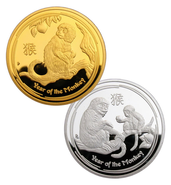 A Pair of 2016 Australia Lunar Zodiac Year of the Monkey Commemorative Coins