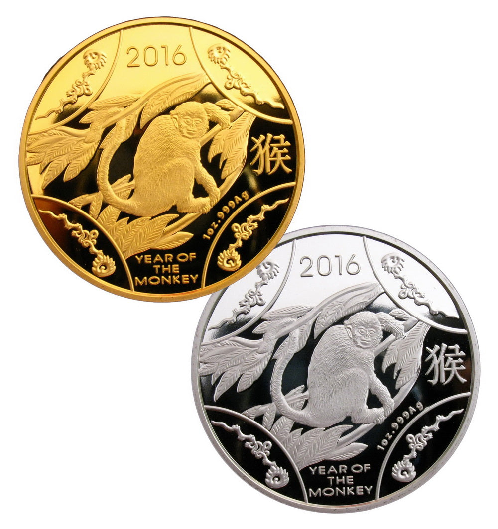 2 Pcs 2016 Australia Lunar Zodiac Year of the Monkey Commemorative Coins