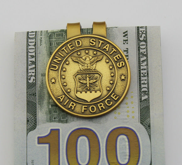 US Air Force Badge Solid Copper Pocket Money Clip 1.5