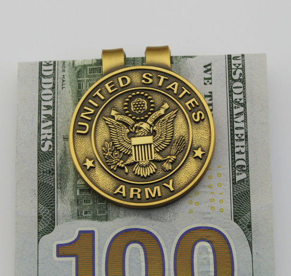 US Army Badge Solid Copper Pocket Money Clip 1.5